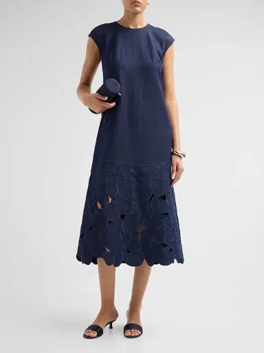 SACHIN & BABI Women's Sabette Guipure Lace-Hem Denim Shift Dress - Denim - Size 14 | Thumbnail 2