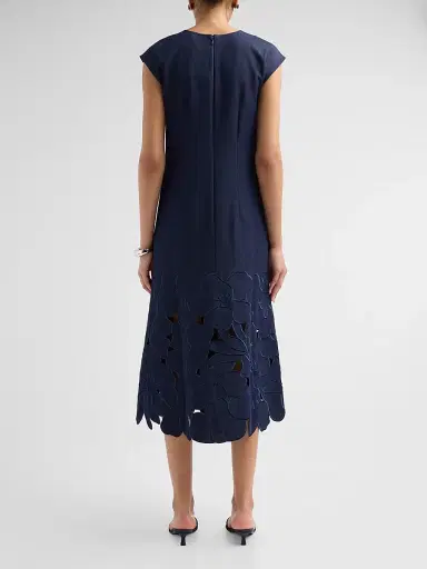 SACHIN & BABI Women's Sabette Guipure Lace-Hem Denim Shift Dress - Denim - Size 14 | Thumbnail 3