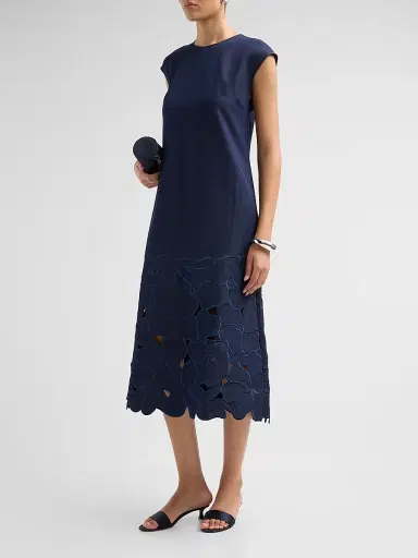 SACHIN & BABI Women's Sabette Guipure Lace-Hem Denim Shift Dress - Denim - Size 14 | Thumbnail 4