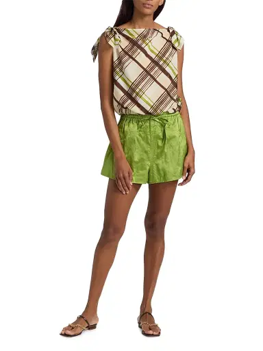 A.L.C. Women's Camden High-Rise Shorts - Meadow Green - Size Large | Thumbnail 2