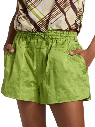 A.L.C. Women's Camden High-Rise Shorts - Meadow Green - Size Large | Thumbnail 6