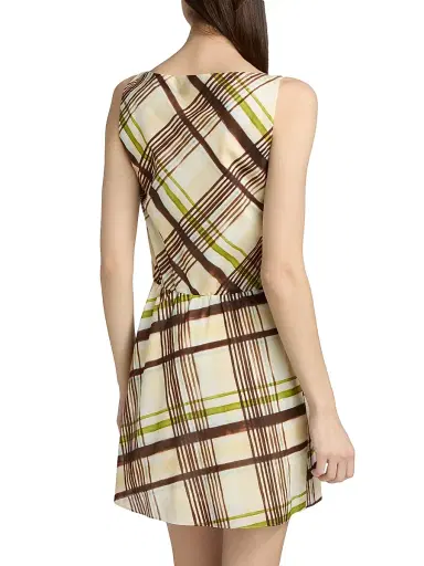 A.L.C. Women's Dea Plaid Gathered Cotton Minidress - Butter Ganache - Size 14 | Thumbnail 5