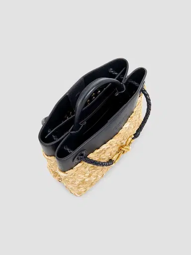 Bottega Veneta Women's Andiamo Small Leather & Raffia Top Handle Bag | Thumbnail 4 Bottega Veneta Women's Andiamo Small Leather & Raffia Top Handle Bag | Thumbnail 4