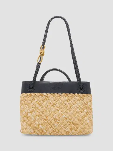 Bottega Veneta Women's Andiamo Small Leather & Raffia Top Handle Bag | Thumbnail 7 Bottega Veneta Women's Andiamo Small Leather & Raffia Top Handle Bag | Thumbnail 7