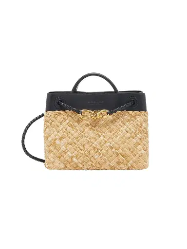 Bottega Veneta Women's Andiamo Small Leather & Raffia Top Handle Bag | Thumbnail 1 Bottega Veneta Women's Andiamo Small Leather & Raffia Top Handle Bag | Thumbnail 1
