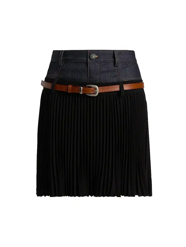 Women's Dionne Mixed-Media Belted Mini Skirt - Indigo Black