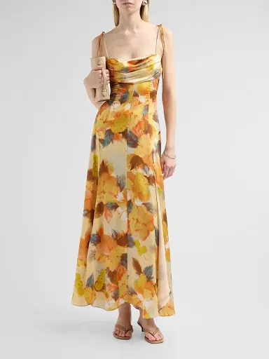 Cinq à Sept Women's Betty Watercolor Floral Maxi Dress - Smoke Sand Multi | Thumbnail 2