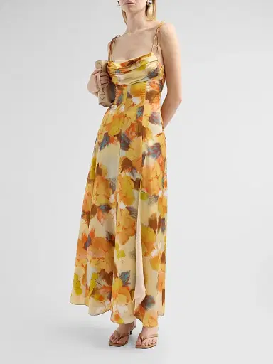 Cinq à Sept Women's Betty Watercolor Floral Maxi Dress - Smoke Sand Multi | Thumbnail 4