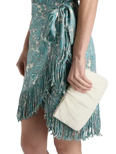 Cinq à Sept Women's Hendrix Paisley Fringed Wrap Minidress - Gardenia Blue Graphite - Size 14 | Thumbnail 6 Cinq à Sept Women's Hendrix Paisley Fringed Wrap Minidress - Gardenia Blue Graphite - Size 14 | Thumbnail 6