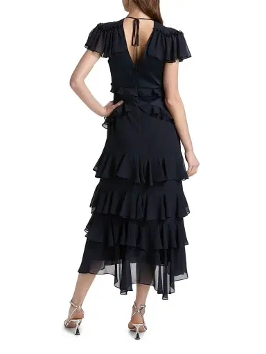 Cinq à Sept Women's Tatum Tiered Ruffled Chiffon Midi-Dress - Navy - Size 12 | Thumbnail 5 Cinq à Sept Women's Tatum Tiered Ruffled Chiffon Midi-Dress - Navy - Size 12 | Thumbnail 5