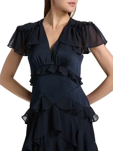 Cinq à Sept Women's Tatum Tiered Ruffled Chiffon Midi-Dress | Thumbnail 6