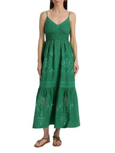 RAILS Women's Blair Eyelet-Embroidered Cotton A-Line Midi-Dress - Clover - Size XS | Thumbnail 3