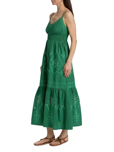 RAILS Women's Blair Eyelet-Embroidered Cotton A-Line Midi-Dress - Clover - Size XS | Thumbnail 4