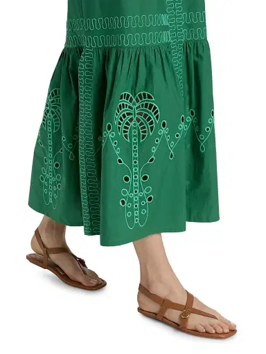 RAILS Women's Blair Eyelet-Embroidered Cotton A-Line Midi-Dress - Clover - Size XS | Thumbnail 6