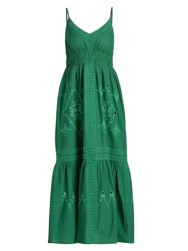 RAILS Women's Blair Eyelet-Embroidered Cotton A-Line Midi-Dress - Clover - Size XS | Thumbnail 1