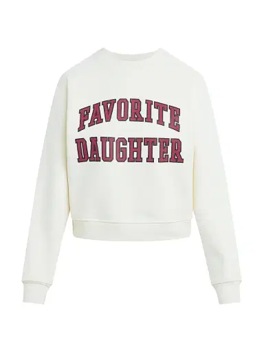 Favorite Daughter Women's The Collegiate Classic Logo Sweatshirt - Gardenia Raspberry - Size XL | Thumbnail 1 Favorite Daughter Women's The Collegiate Classic Logo Sweatshirt - Gardenia Raspberry - Size XL | Thumbnail 1