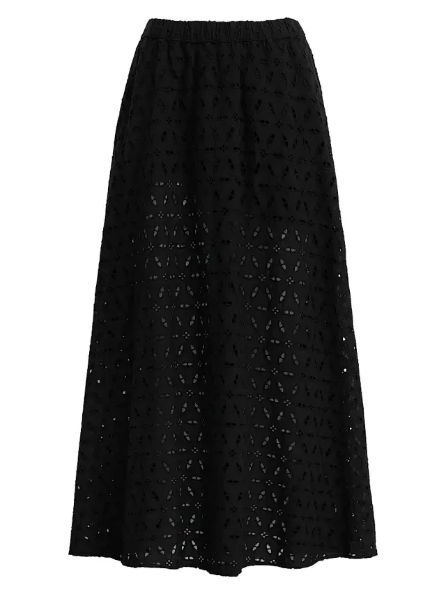 Women's The Pretty Please Eyelet Maxi Skirt - Black