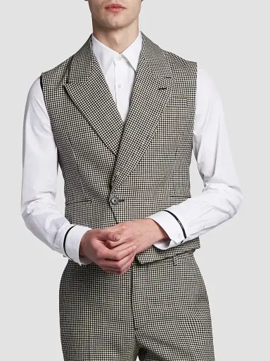 Alexander McQueen Men's Gingham Wool Vest | Thumbnail 3 Alexander McQueen Men's Gingham Wool Vest | Thumbnail 3