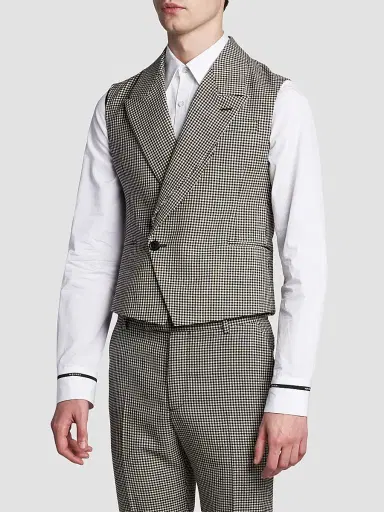 Alexander McQueen Men's Gingham Wool Vest | Thumbnail 4 Alexander McQueen Men's Gingham Wool Vest | Thumbnail 4