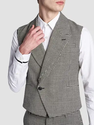 Alexander McQueen Men's Gingham Wool Vest | Thumbnail 6 Alexander McQueen Men's Gingham Wool Vest | Thumbnail 6