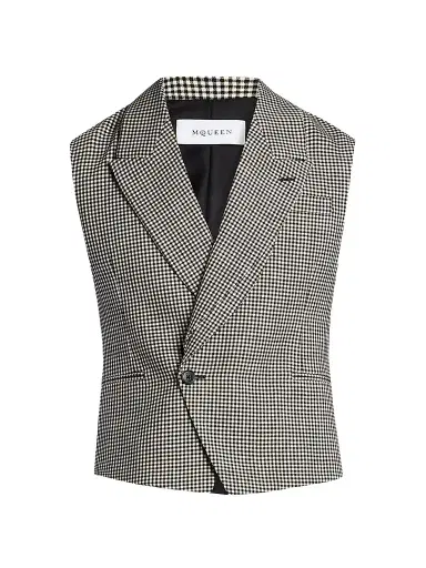 Alexander McQueen Men's Gingham Wool Vest | Thumbnail 1 Alexander McQueen Men's Gingham Wool Vest | Thumbnail 1