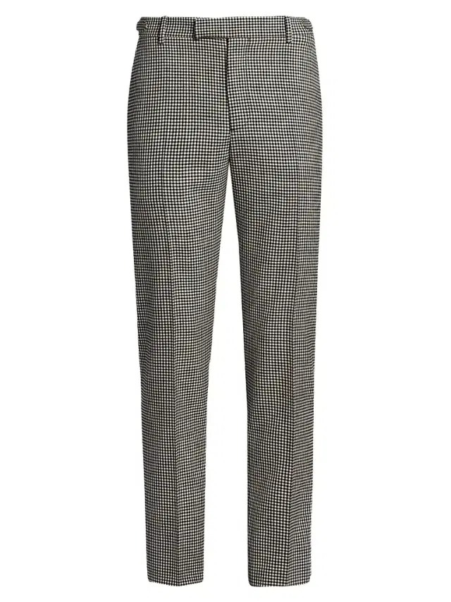 McQueen Men's Gingham Wool Trousers - Black