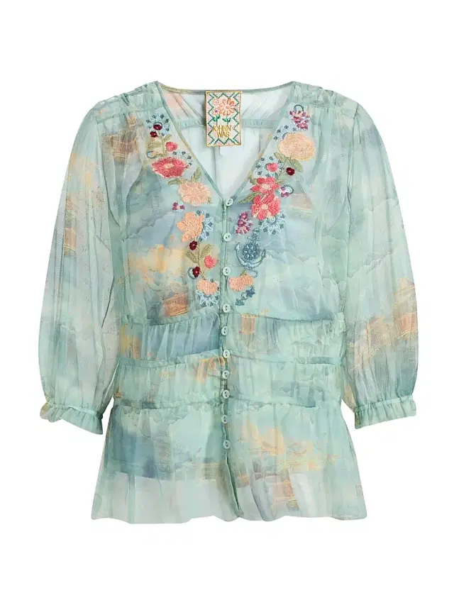 Johnny Was Women's Mazzy Enrika Ruched Blouse - Enrika