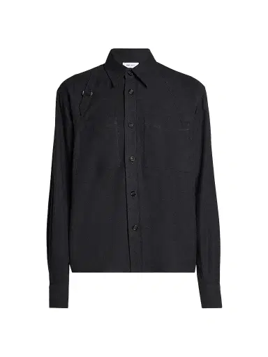 Alexander McQueen Men's Harness Cotton Flannel Shirt - Charcoal - Size 46 | Thumbnail 1
