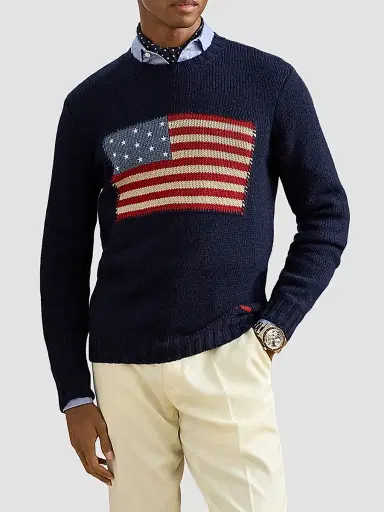 Ralph Lauren Purple Label Men's American Flag Cashmere Pullover Sweater - Classic Chairman Navy - Size XXL | Thumbnail 5 Ralph Lauren Purple Label Men's American Flag Cashmere Pullover Sweater - Classic Chairman Navy - Size XXL | Thumbnail 5