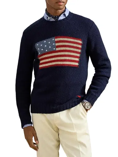 Ralph Lauren Purple Label Men's American Flag Cashmere Pullover Sweater - Classic Chairman Navy - Size XXL | Thumbnail 6 Ralph Lauren Purple Label Men's American Flag Cashmere Pullover Sweater - Classic Chairman Navy - Size XXL | Thumbnail 6