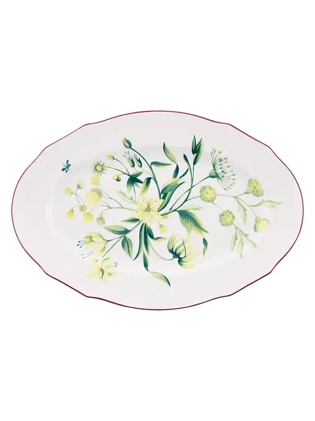 Ginori 1735 Florenza Porcelain Oval Platter - Green White