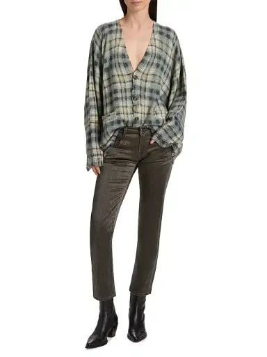 R13 Women's Plaid Wool-Cashmere Oversized Cardigan - Grey Black Plaid - Size XXS | Thumbnail 2 R13 Women's Plaid Wool-Cashmere Oversized Cardigan - Grey Black Plaid - Size XXS | Thumbnail 2