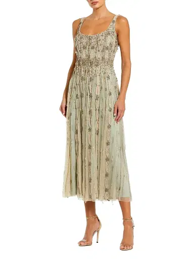 Mac Duggal Women's Petite Embellished Tulle Scoopneck Midi-Dress | Thumbnail 1 Mac Duggal Women's Petite Embellished Tulle Scoopneck Midi-Dress | Thumbnail 1