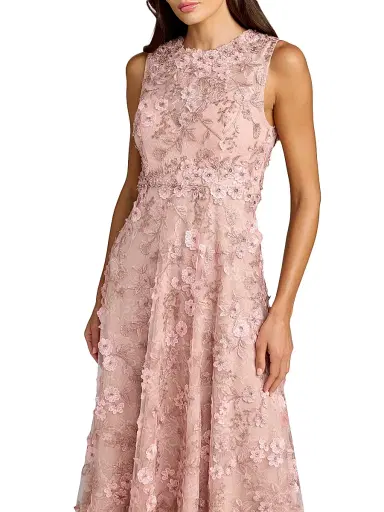 Mac Duggal Women's Petite Floral-Embroidered Sleeveless Midi-Dress | Thumbnail 3 Mac Duggal Women's Petite Floral-Embroidered Sleeveless Midi-Dress | Thumbnail 3