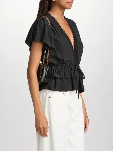 Ramy Brook Women's Emberly Chiffon Tiered Blouse - Black - Size XS | Thumbnail 4 Ramy Brook Women's Emberly Chiffon Tiered Blouse - Black - Size XS | Thumbnail 4