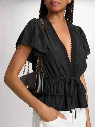 Ramy Brook Women's Emberly Chiffon Tiered Blouse - Black - Size XS | Thumbnail 6 Ramy Brook Women's Emberly Chiffon Tiered Blouse - Black - Size XS | Thumbnail 6