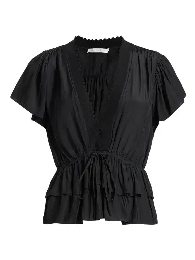 Ramy Brook Women's Emberly Chiffon Tiered Blouse - Black - Size XS | Thumbnail 1 Ramy Brook Women's Emberly Chiffon Tiered Blouse - Black - Size XS | Thumbnail 1