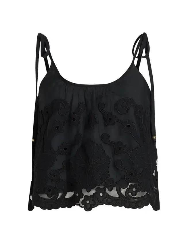 Ramy Brook Women's Elsie Embroidered Crop Top - Black Embroidery