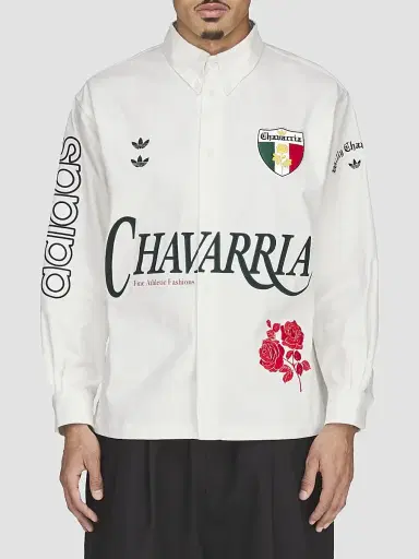 adidas Men's x Willy Chavarria Cotton Button-Down Shirt - Off White | Thumbnail 4