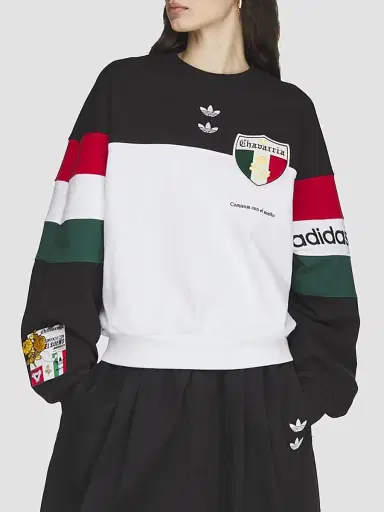 adidas Men's x Willy Chavarria Crewneck Sweatshirt - Black White | Thumbnail 8