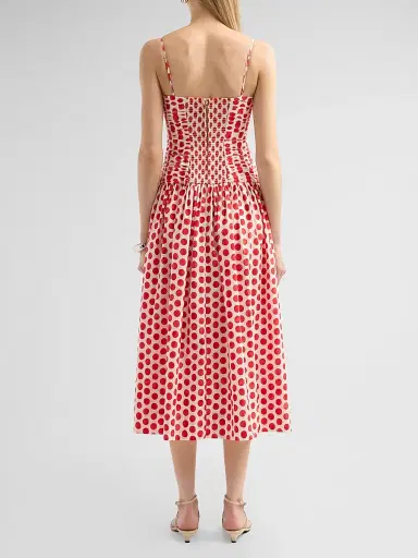 Cara Cara Women's Rahi Ruched Midi Dress - Celeste Spot Red - Size 14 | Thumbnail 3