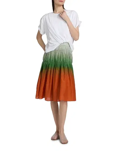 3.1 Phillip Lim Women's Ombré Voile Tiered Knee-Length Dress - White Flame Multi - Size Large | Thumbnail 2 3.1 Phillip Lim Women's Ombré Voile Tiered Knee-Length Dress - White Flame Multi - Size Large | Thumbnail 2