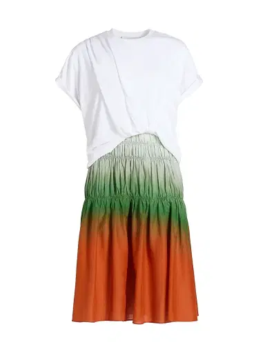 3.1 Phillip Lim Women's Ombré Voile Tiered Knee-Length Dress - White Flame Multi - Size Large | Thumbnail 1 3.1 Phillip Lim Women's Ombré Voile Tiered Knee-Length Dress - White Flame Multi - Size Large | Thumbnail 1