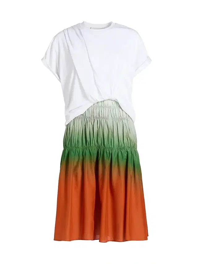 3.1 Phillip Lim Women's Ombré Voile Tiered Knee-Length Dress - White Flame Multi