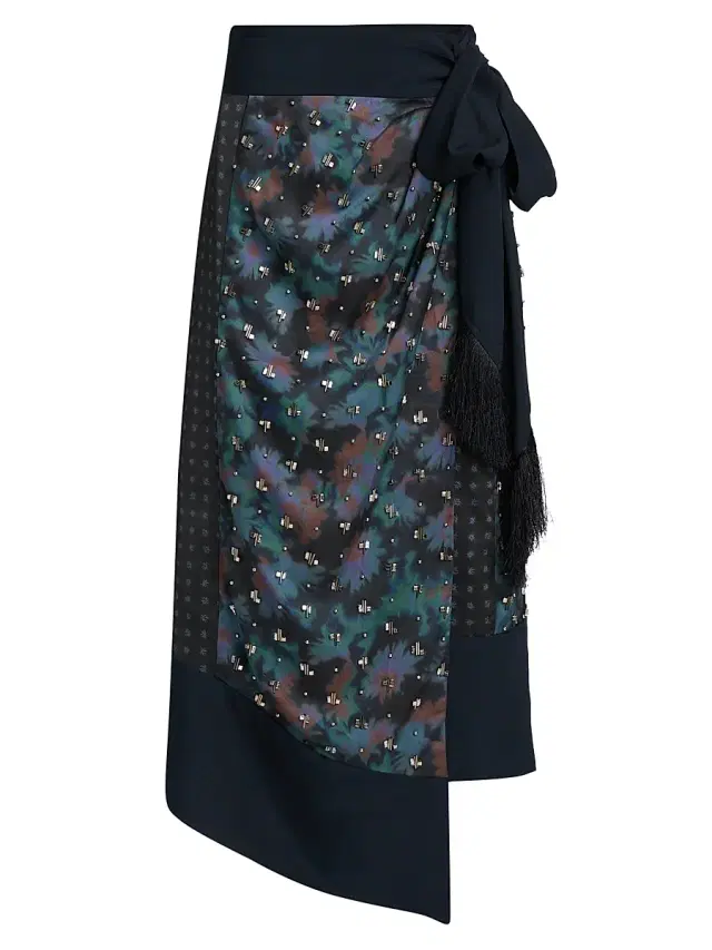 3.1 Phillip Lim Women's Desert Printed Embellished Midi-Wrap Skirt - Midnight Multi
