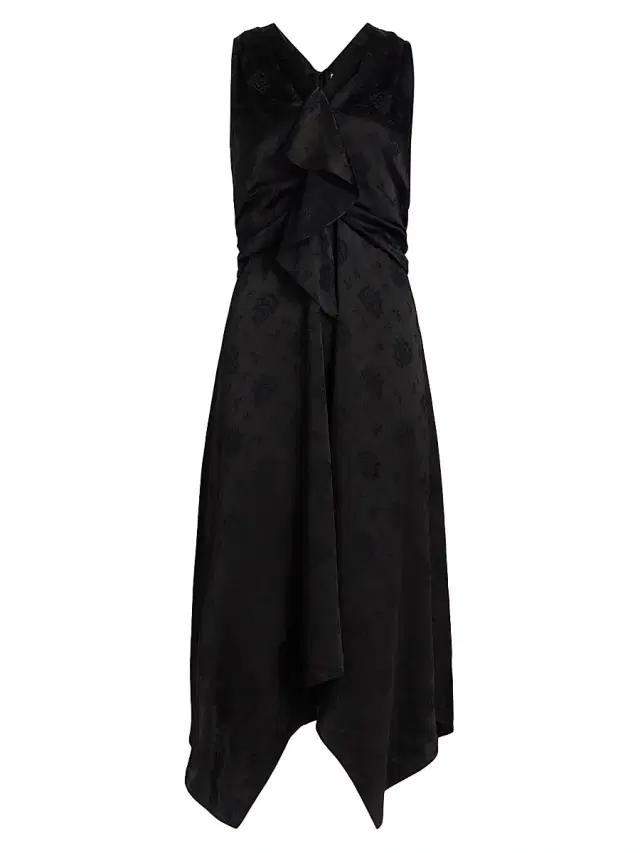 3.1 Phillip Lim Women's Handkerchief Hem Silk-Blend Midi-Dress - Black