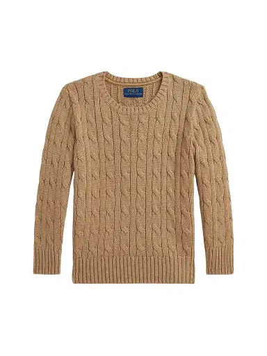 Polo Ralph Lauren Little Boy's & Boy's Cable-Knit Crewneck Sweater - Camel Heather | Thumbnail 1