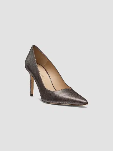 Stuart Weitzman Women's Power 85MM Leather Stiletto Pumps - Platino | Thumbnail 2