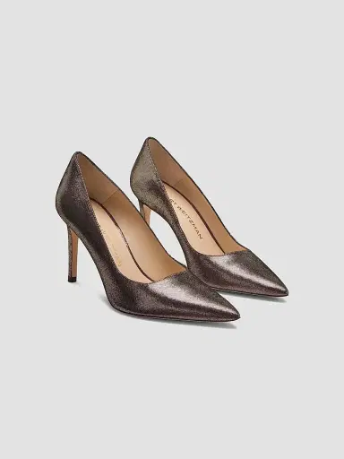 Stuart Weitzman Women's Power 85MM Leather Stiletto Pumps - Platino | Thumbnail 4