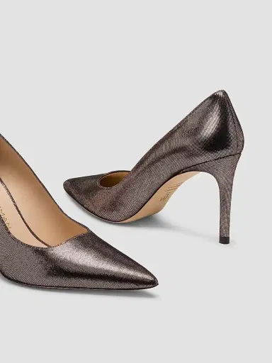 Stuart Weitzman Women's Power 85MM Leather Stiletto Pumps - Platino | Thumbnail 5